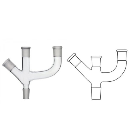 Multiple Adapters 3-Neck Two Parallel & One at 45° for Lab image-1