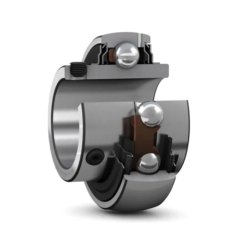 SKF Ball Bearing Insert, 25.4 mm ID, 52 mm OD, Set Screw Locking, Pressed Steel, 7000 rpm Limiting Speed YAR 205-100-2F