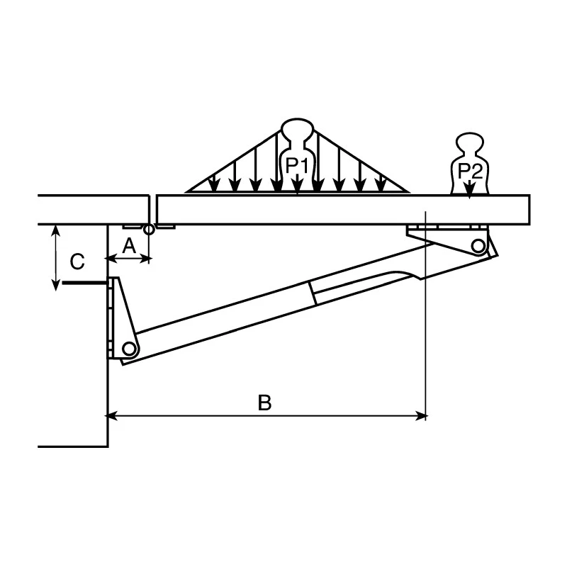ROCA Anodised Natural Aluminium Telescopic Support Bracket 402mm 38 45 25
