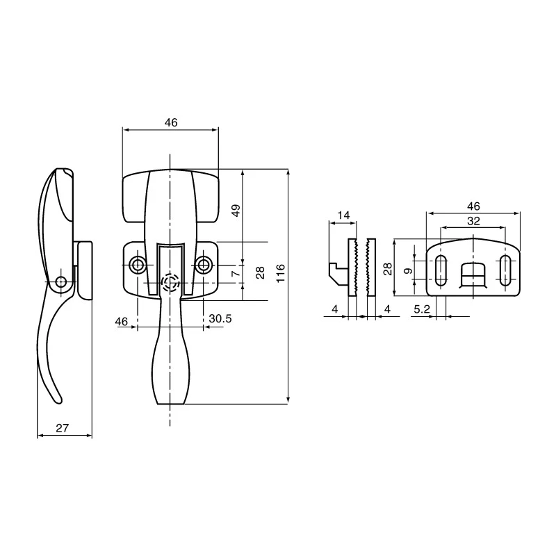 Steinbach & Vollman Zinc Alloy Chrome Refrigeration Toggle Latch 116mm x 46mm x 27mm 38700040