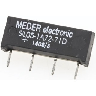 Meder Reed Relay SPNO Fully Sealed Construction 5 x 10⁶ Operations Switching Voltage 200Vac SIL05-1A72-71D