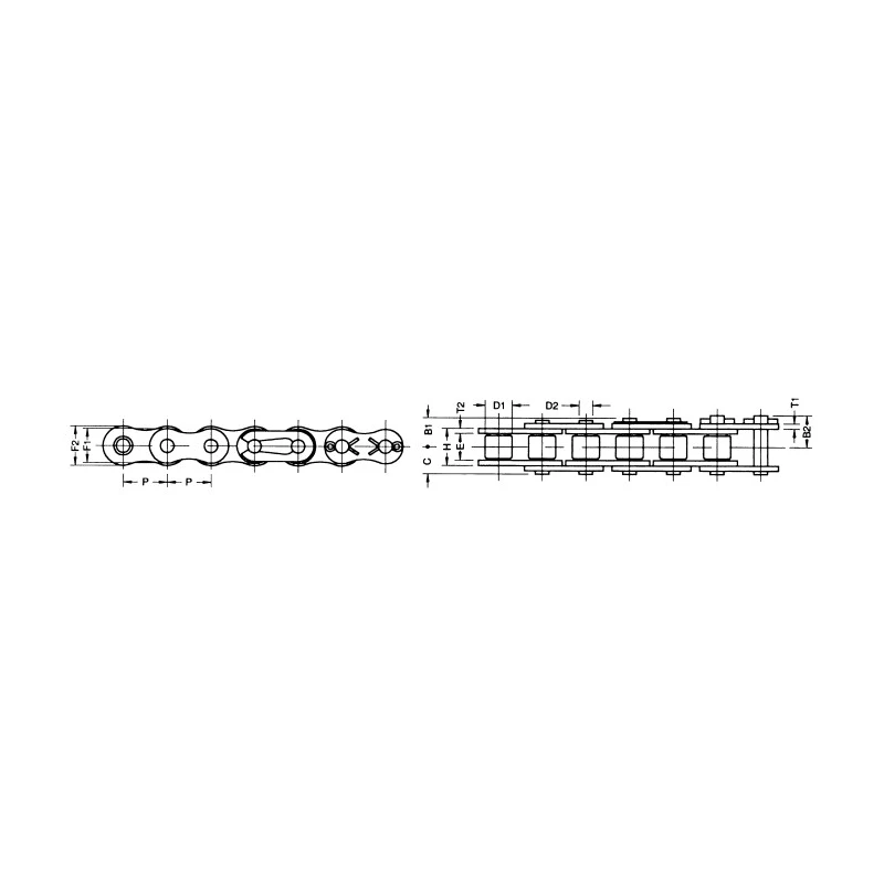 TYC Stainless Steel 40-1 Roller Chain, Pitch 12.7 mm, Roller Diameter 7.92 mm, Pin Length 5 m, Length 3.05 m 40SS-1R