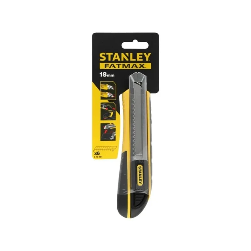 Stanley Safety Knife Light Duty Snap-off Blade Retractable 6 Blades 18mm Width 180mm Length 0-10-481