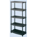 Contico RS PRO Black 5 Shelf Polypropylene Shelving System 1.89 m x 930 mm x 453 mm, 70 kg Load Capacity 417-6303
