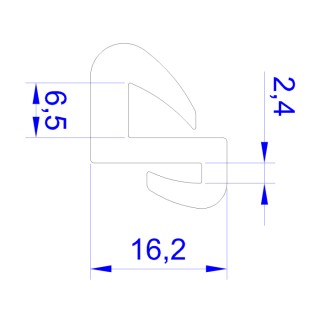 RS PRO Black Ethylene Propylene Diene Monomer Edging Strip, 16.2 mm 619-1691