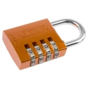 ABUS Combination Aluminium Steel Safety Padlock 40mm Body, 6mm Shackle, Weatherproof 145/40 Orange