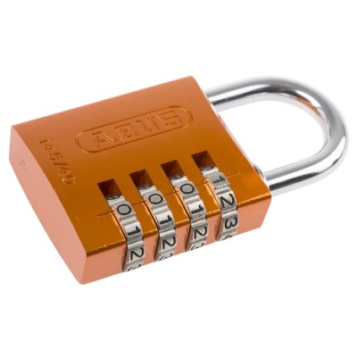 ABUS Combination Aluminium Steel Safety Padlock 40mm Body, 6mm Shackle, Weatherproof 145/40 Orange