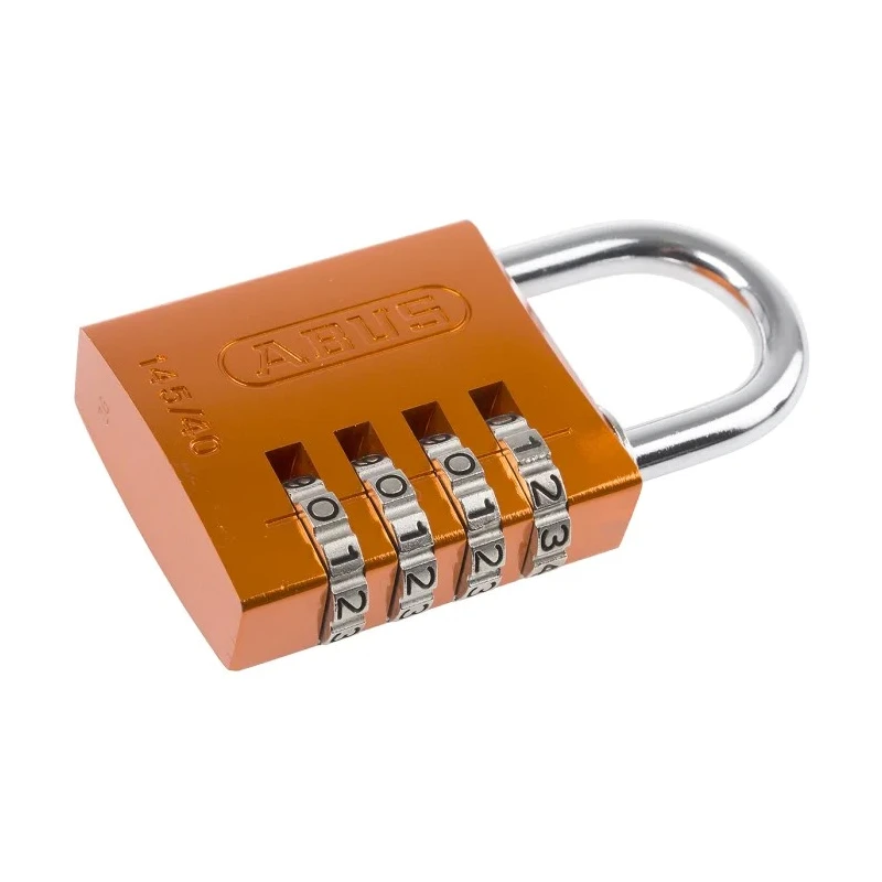 ABUS Combination Aluminium Steel Safety Padlock 40mm Body, 6mm Shackle, Weatherproof 145/40 Orange