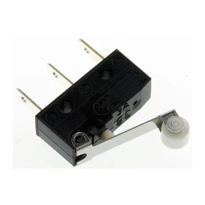 ZF Roller Lever Micro Switch with Tab Terminal, 6A Contact Current, 250V AC, SPDT Configuration, IP50, Polyamide DB1C-B1RB