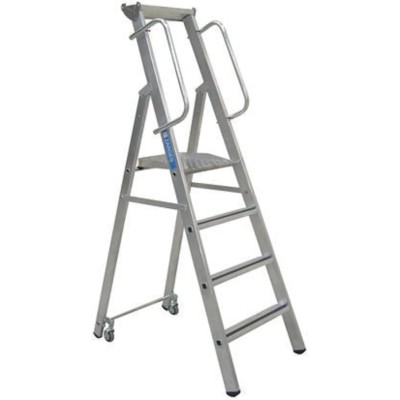 Zarges Aluminium 4 Steps Step Ladder 150kg Load Capacity 1.04m Platform Height 2.15m Open Length 341633