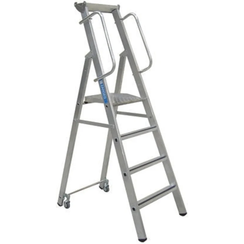 Zarges Aluminium 4 Steps Step Ladder 150kg Load Capacity 1.04m Platform Height 2.15m Open Length 341633