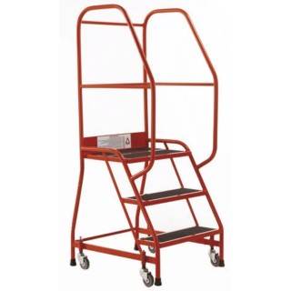 RS PRO 3 Tread Tubular Framed Mobile Safety Steps Rubber Red 0.69m Platform Height 669-3677