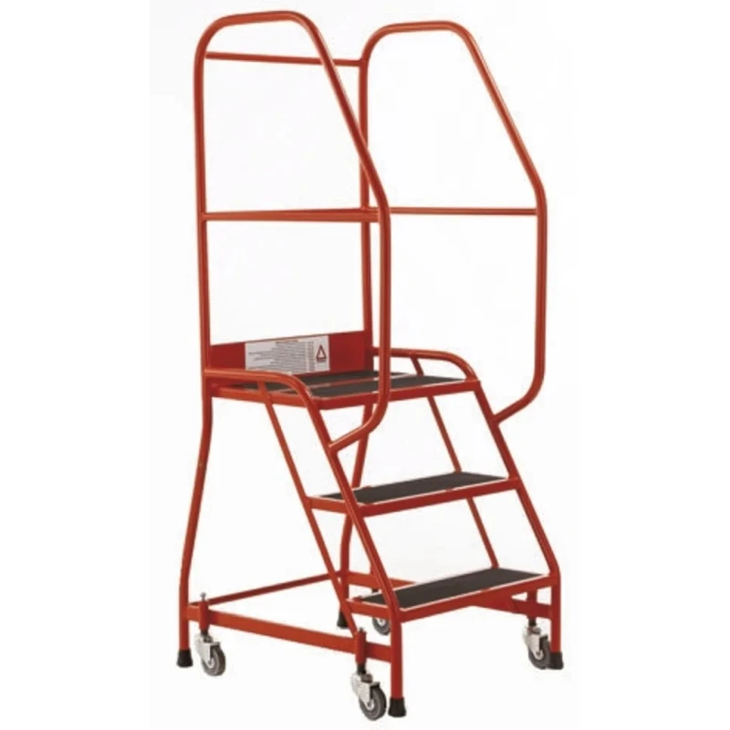 RS PRO 3 Tread Tubular Framed Mobile Safety Steps Rubber Red 0.69m Platform Height 669-3677
