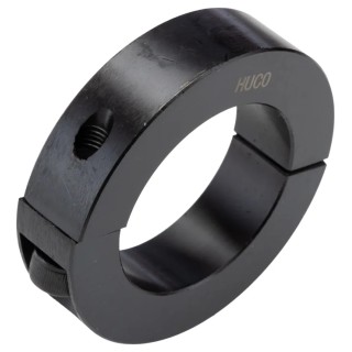 Huco Two Piece Steel Shaft Collar, Clamp Screw Fastening, Bore 50mm, Outside Diameter 78mm, Width 19mm, Black 046201050