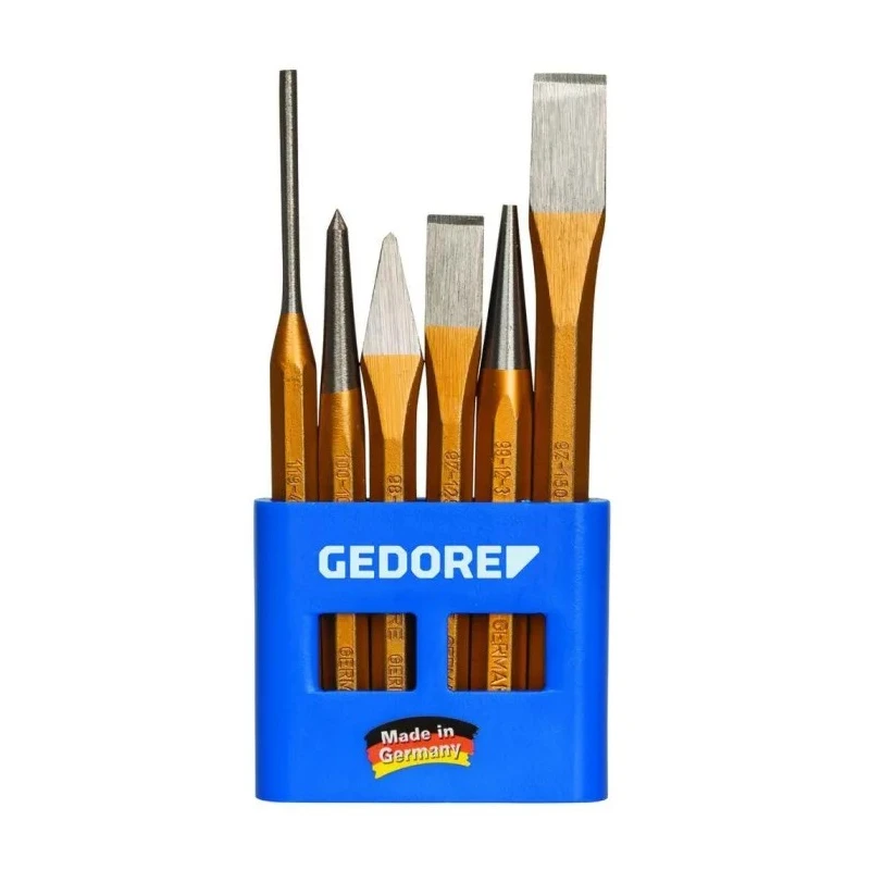 Gedore 6-Piece Pin Punch Set, Silver Steel Chrome Vanadium, 10mm Shank Diameter 106 D