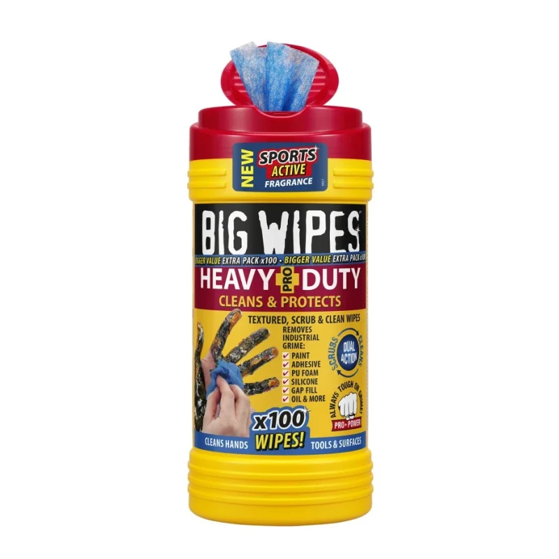 Big Wipes Heavy Duty PRO Wet Wipes Tub of 100, Blue, 200 x 300 mm 2420