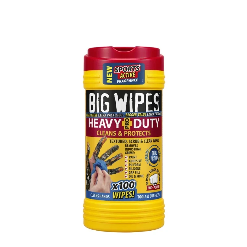 Big Wipes Heavy Duty PRO Wet Wipes Tub of 100, Blue, 200 x 300 mm 2420