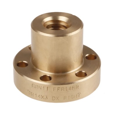 RS PRO 3 mm Flanged Round Nut For Lead Screw 14 mm 35 mm Length Bronze 862-5323
