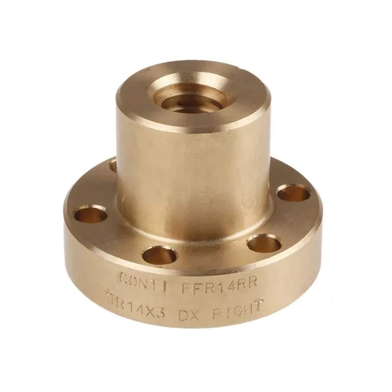 RS PRO 3 mm Flanged Round Nut For Lead Screw 14 mm 35 mm Length Bronze 862-5323