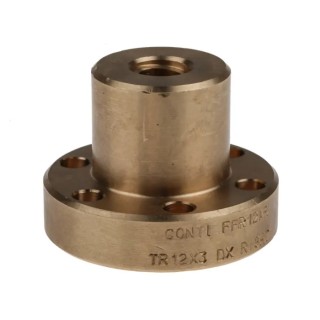 RS PRO 3 mm Flanged Round Nut For Lead Screw 12 mm 35 mm Length Bronze 862-5329