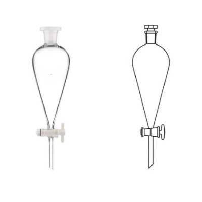 Separating Funnels Glass Key Stopcock Interchangeable Stopper Lab image-1