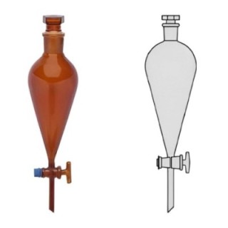 Amber Separating Funnels Glass Key Stopcock Interchangeable Lab image-1