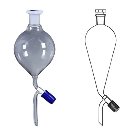 Separating Funnels PTFE Needle Valve Stopcock Interchangeable Lab image-1