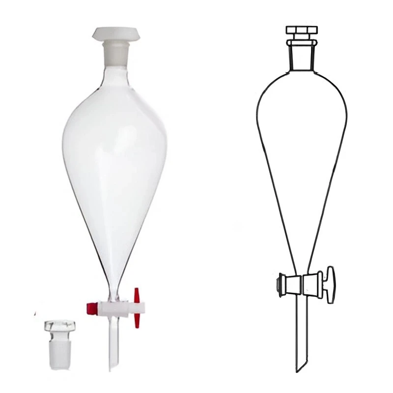Separating Funnels PTFE Key Stopcock Interchangeable Lab image-1