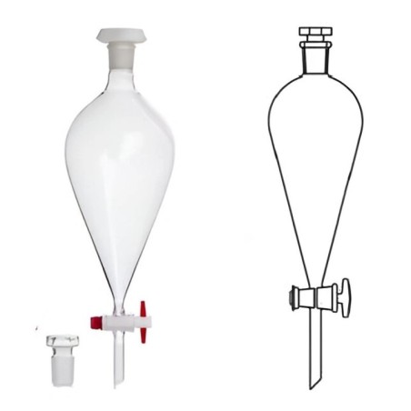Separating Funnels PTFE Key Stopcock Interchangeable Lab image-1