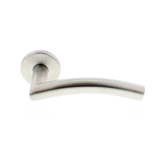 Briton Stainless Steel Curved Mitred Sprung Rose Door Lever Handle Silver Finish 4205.19.SS