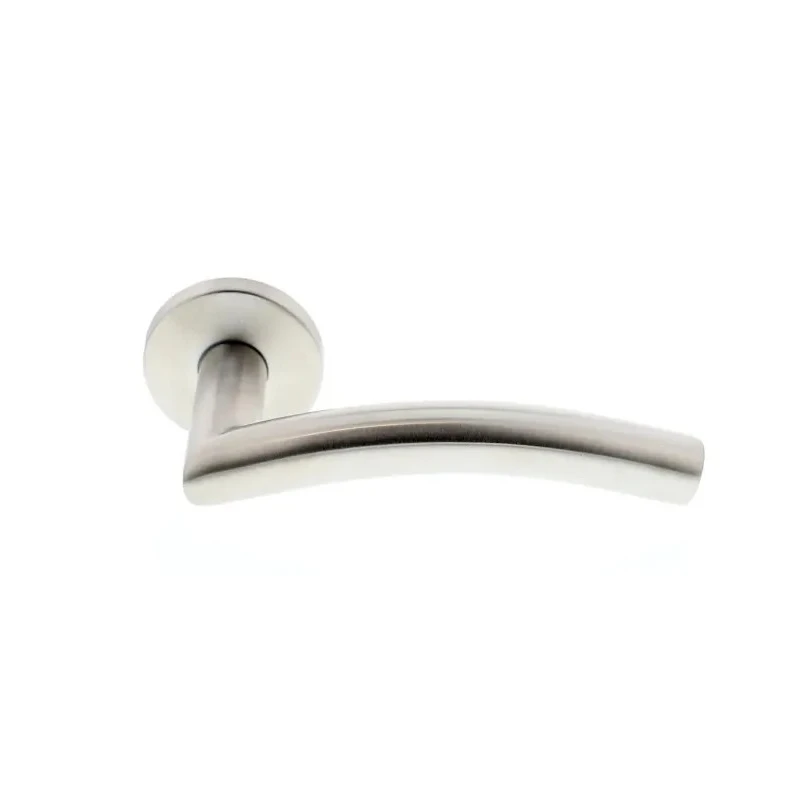 Briton Stainless Steel Curved Mitred Sprung Rose Door Lever Handle Silver Finish 4205.19.SS