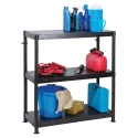RS PRO Black 3 Shelf Plastic Shelving Unit 970 mm Height x 900 mm Width x 400 mm Depth, 50 kg Load Capacity 909-7016