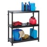 RS PRO Black 3 Shelf Plastic Shelving Unit 970 mm Height x 900 mm Width x 400 mm Depth, 50 kg Load Capacity 909-7016