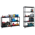 RS PRO Black Plastic Shelving Unit 5 Shelves 1.84 m Height 900 mm Width 400 mm Depth 50 kg Load Capacity 909-7022