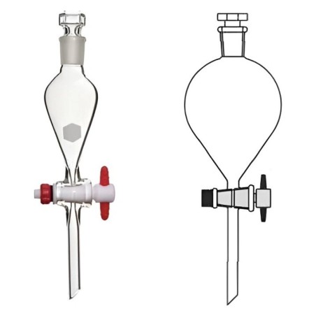 Separating Funnels Globe PTFE Key Stopcock Interchangeable Lab image-1