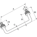 Pinet Brass Chrome Plated Carrying Handle 168mm Width, 50mm Height, 50mm Length 826-262
