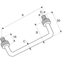 Pinet Brass Chrome Plated Carrying Handle 168mm Width, 50mm Height, 50mm Length 826-262