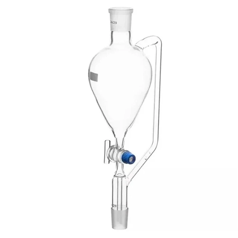  Pressure Equalising Funnels Pear Shape Glass Key Stopcock Lab image-2