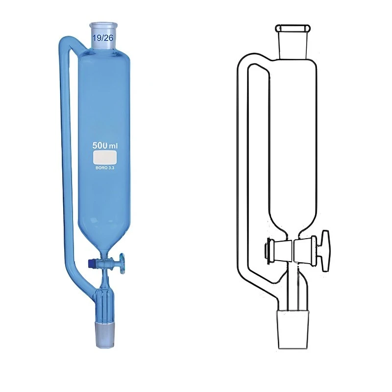 Pressure Equalising Funnels Cylindrical Glass Key Stopcock Lab image-1