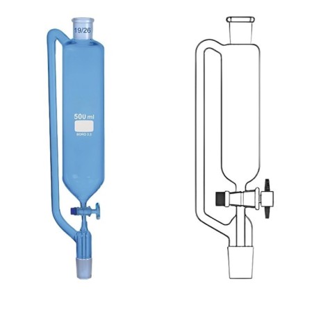 Pressure Equalising Funnels Cylindrical PTFE Key Stopcock Lab image-1