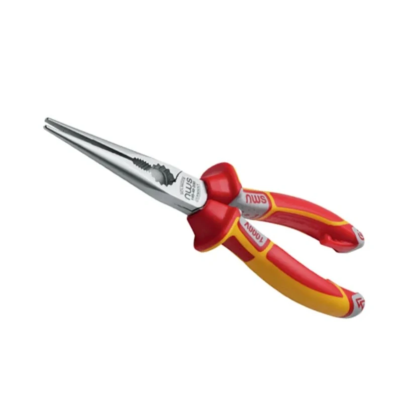 NWS 1-Piece Long Nose Plier Smooth Chrome Finish, Steel, Comfort Grip Handle, 205mm Overall Length N140-49-VDE-205-SB