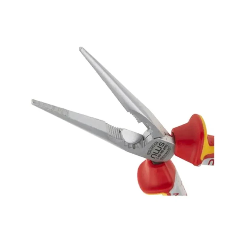 NWS 1-Piece Long Nose Plier Smooth Chrome Finish, Steel, Comfort Grip Handle, 205mm Overall Length N140-49-VDE-205-SB