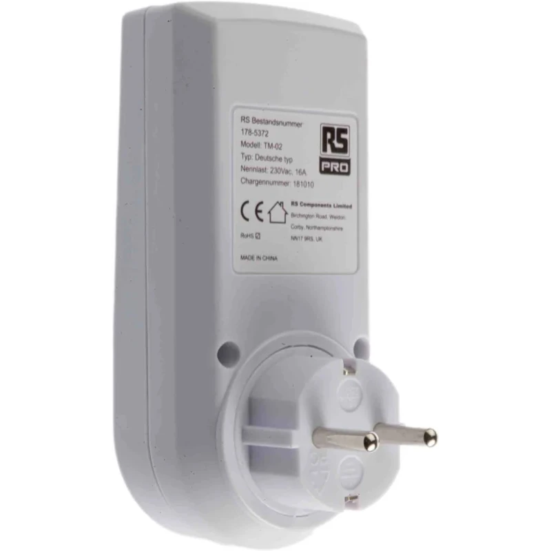 RS PRO Digital Plug In Timer 230V AC 50Hz Type F Schuko Socket 178-5372