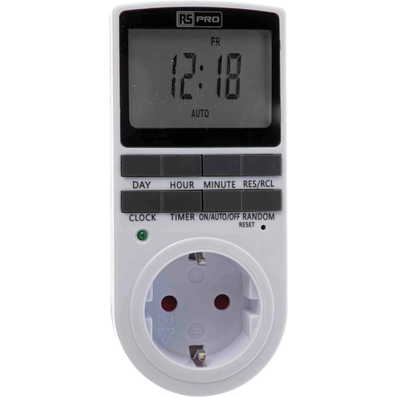 RS PRO Digital Plug In Timer 230V AC 50Hz Type F Schuko Socket 178-5372