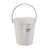 Vikan 6L Plastic White Round Bucket with Handle, Drip-Free Spout, Calibrated, Model 56885