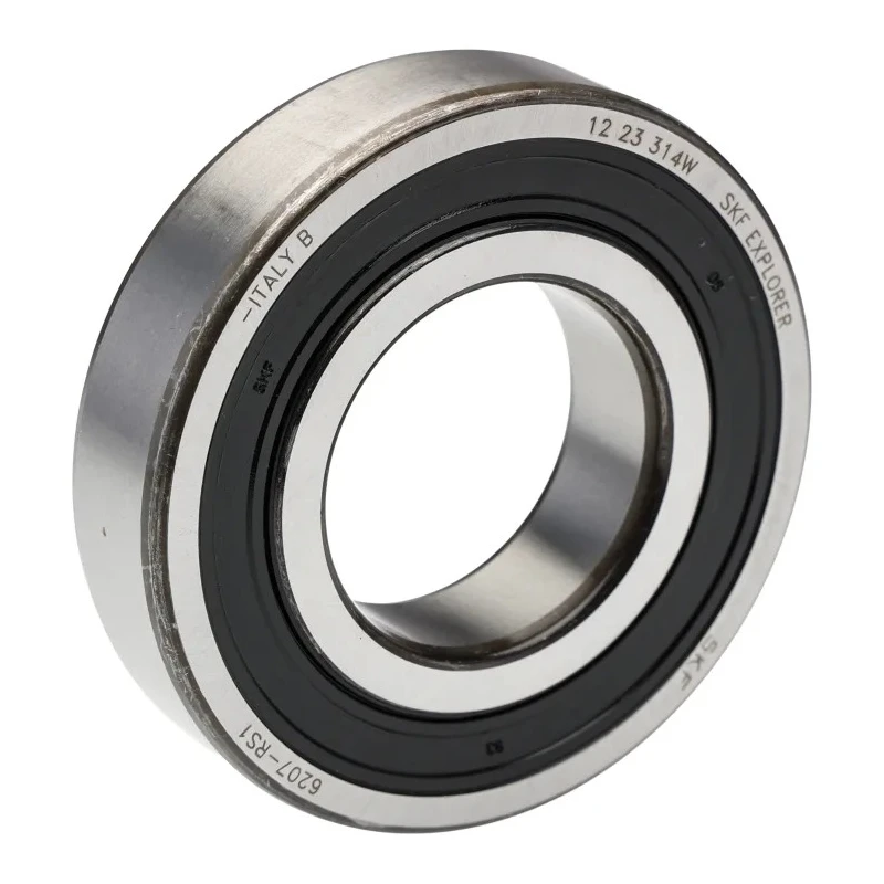 SKF Single Row Deep Groove Ball Bearing 35 mm ID, 72 mm OD, 17 mm Width, Sheet Metal Cage Steel Balls 6207-RS1