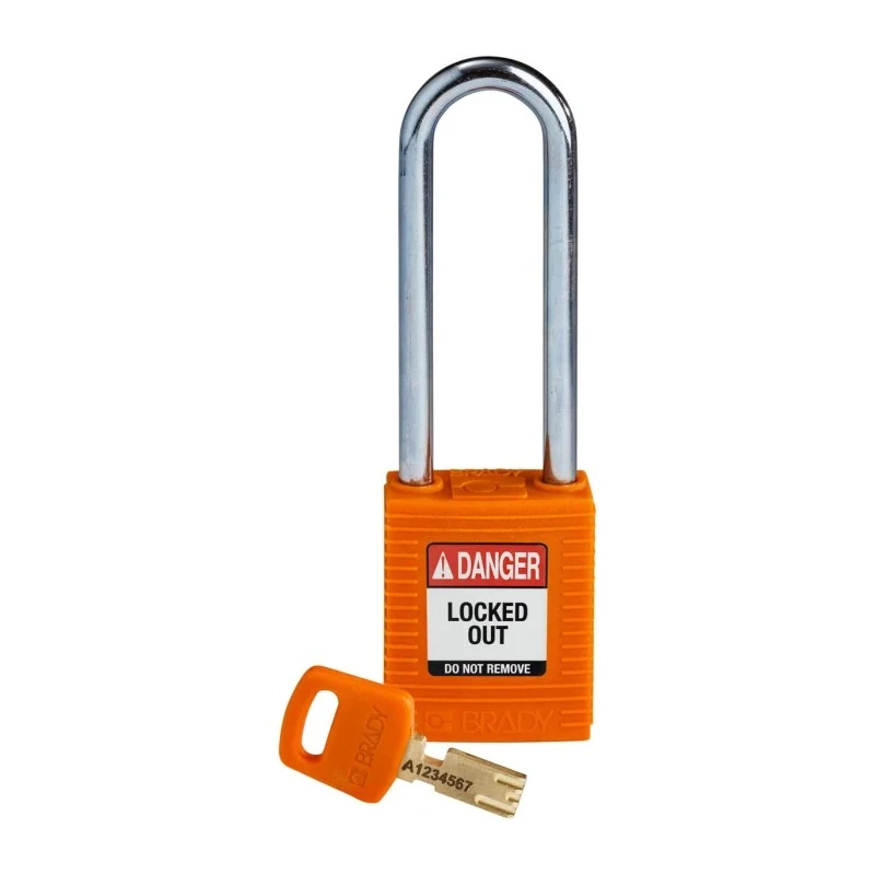 Brady Orange Steel Nylon Padlock, Shackle Diameter 6.35 mm, Shackle Length 76.2 mm 150248