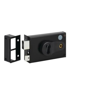 Dom Metalux Black Steel Rim Lock Key Unlock Left Hand 140 x 88 mm 9772 - FE97722070