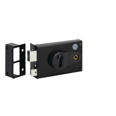 Dom Metalux Black Steel Rim Lock Key Unlock Left Hand 140 x 88 mm 9772 - FE97722070