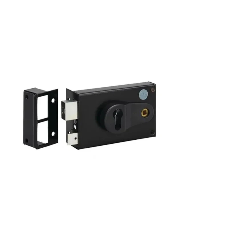 Dom Metalux Black Steel Rim Lock Key Unlock Left Hand 140 x 88 mm 9772 - FE97722070